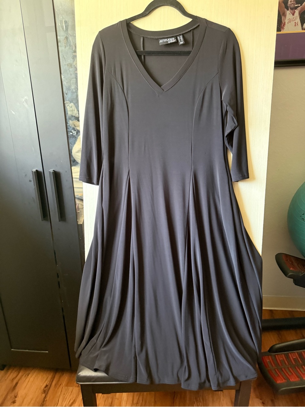 Attitudes by Renee Black V-Neck Swing Dress